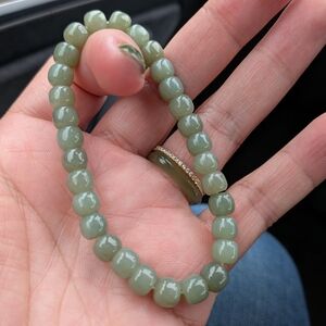 Sage Green Nephrite Jade Beaded Bracelet